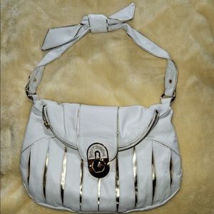 Betsy Johnson White Purse with Gold Trimming